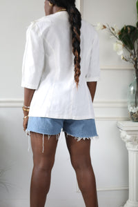 90's Linen Floral Applique Jacket