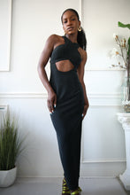 Load image into Gallery viewer, 90&#39;s Black Stretch Midi Dress
