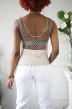 Load image into Gallery viewer, 90&#39;s Champagne Beaded Crochet Top