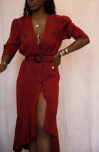 Load image into Gallery viewer, 80&#39;s Red Midi Dress