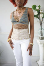 Load image into Gallery viewer, 90&#39;s Champagne Beaded Crochet Top