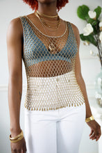 Load image into Gallery viewer, 90&#39;s Champagne Beaded Crochet Top