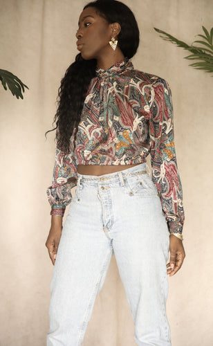 REVIVED 90’s Paisley Multicolored Cropped Blouse