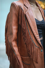 Load image into Gallery viewer, 80&#39;s Cognac Soft Leather Fringe Jacket