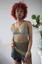 Load image into Gallery viewer, 90&#39;s Green Beaded Crochet Top