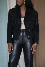 Load image into Gallery viewer, 80&#39;s Black Tapered Fringe Jacket